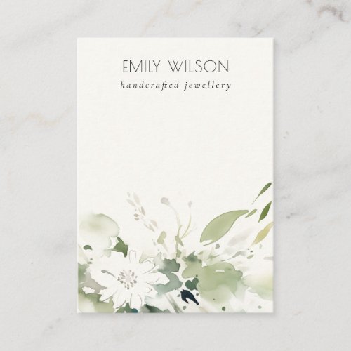 Soft Abstract Green Floral Blank Jewelry Display Business Card