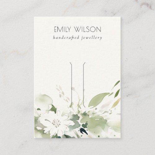 Soft Abstract Green Floral Hairpin Jewelry Display Business Card