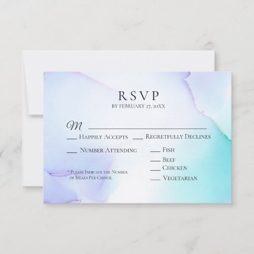  Soft Abstract Lavender Mint Wedding RSVP