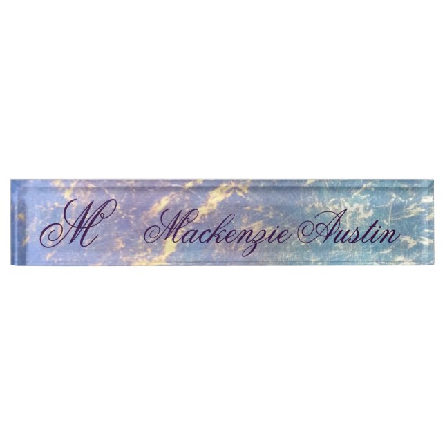 Soft Abstract | Pastel and Gold Splatter Monogram Name Plate (Front)