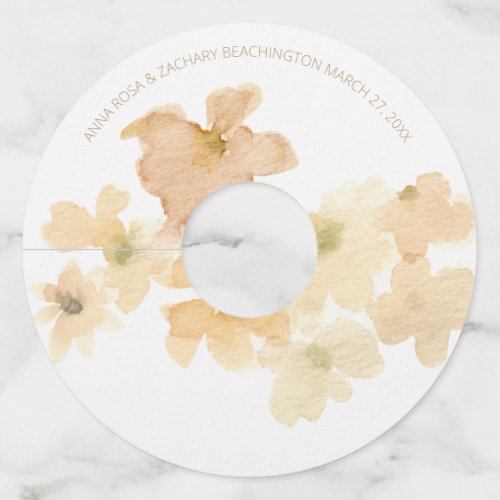  Soft Abstract Peach Beige Floral Watercolor Wine Glass Tag