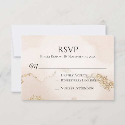 *~* Soft Abstract Peach Pink Blush Wedding Insert RSVP Card