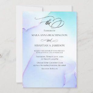 *~* Soft Abstract Watercolor Lavender Mint Wedding Invitation