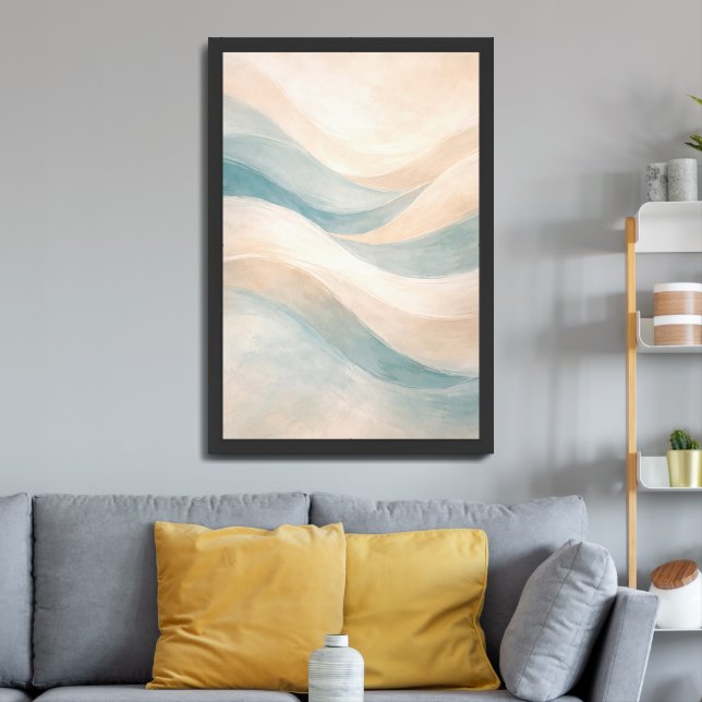 Soft Abstract Waves Minimal Pastel Wall Art (Living Room 3)