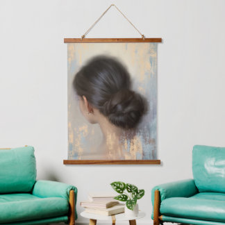 Soft Aesthetic Woman Hair Bun Hanging Tapestry