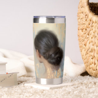 Soft Aesthetic Woman Hair Bun Insulated Tumbler