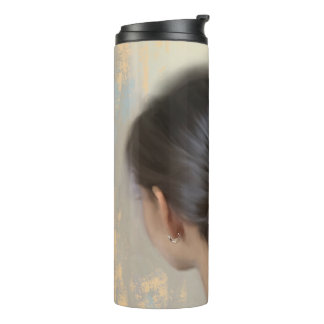 Soft Aesthetic Woman Hair Bun Thermal Tumbler