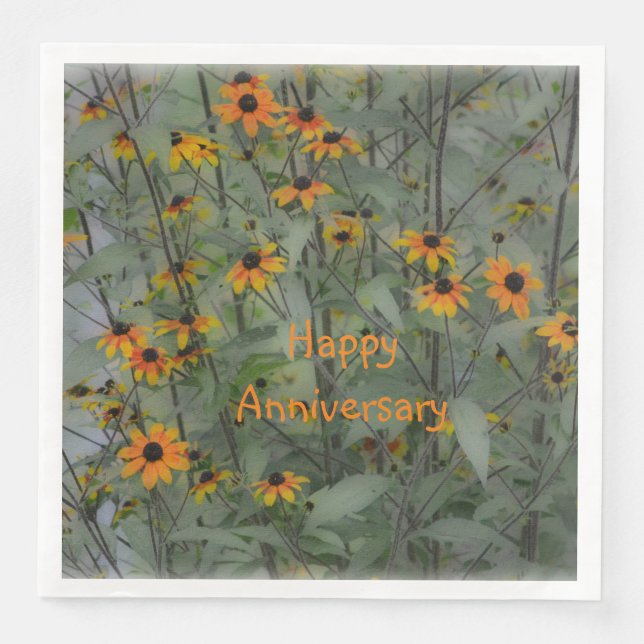 Soft and Dreamy Happy Anniversary Paper Dinner Napkins (Front)