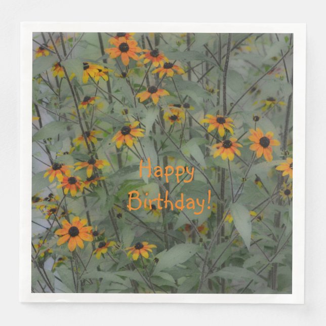 Soft and Dreamy Happy Birthday Floral Paper Dinner Napkins (Front)