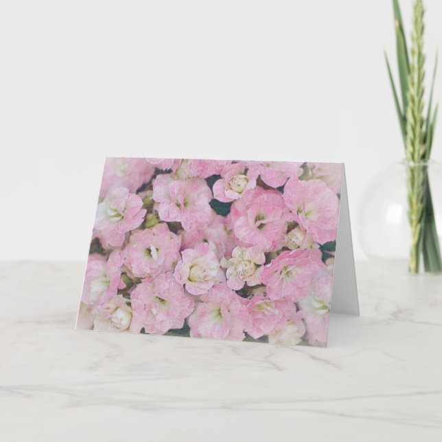 Soft and Dreamy Pink Flowers Art Note Card (Front)