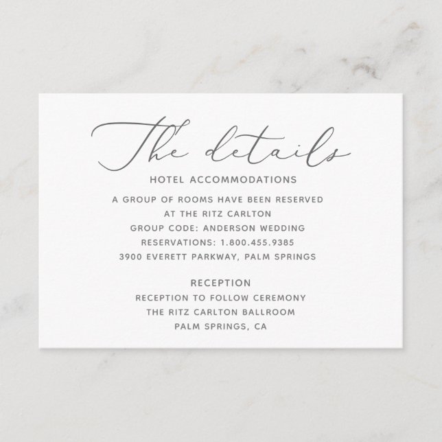Soft and Elegant Wedding Details Card (Front)