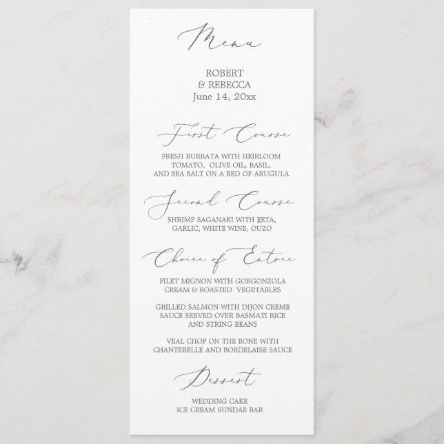 Soft and Elegant Wedding Menu (Front)