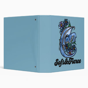Soft and Fierce Dragon blue roses dragon art 3 Ring Binder