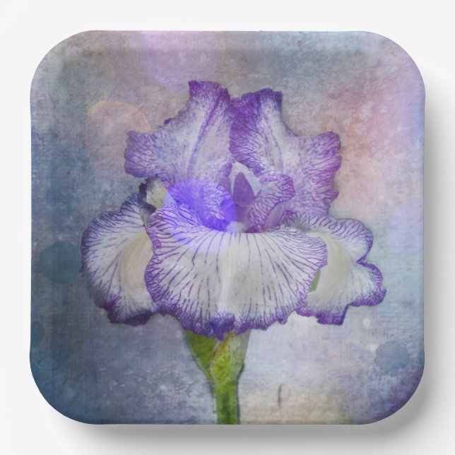 Soft and Pretty Iris Paper Plates (Front)