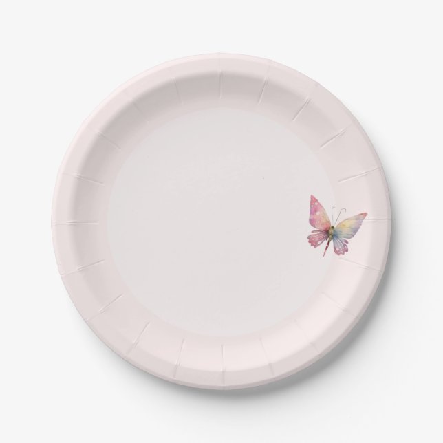 Soft and romantic butterfly-themed dish paper plates (Front)
