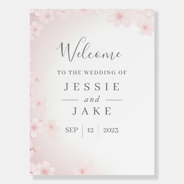 Soft and Romantic Cherry Blossom Wedding welcome Foam Board (Front)