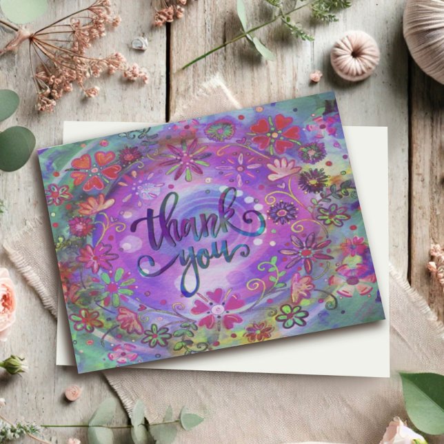 Soft And Sweet Blue Floral Thank You Card (Creator Uploaded)