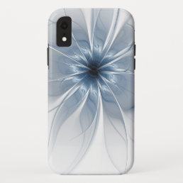 Soft and tenderness blue fractal fantasy flower iPhone XR case
