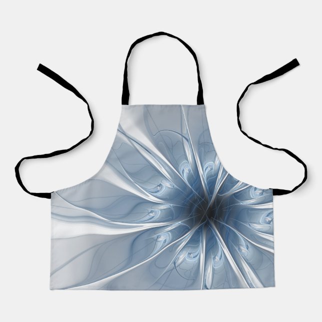 Soft and tenderness blue fractal fantasy flower cu apron (Front)