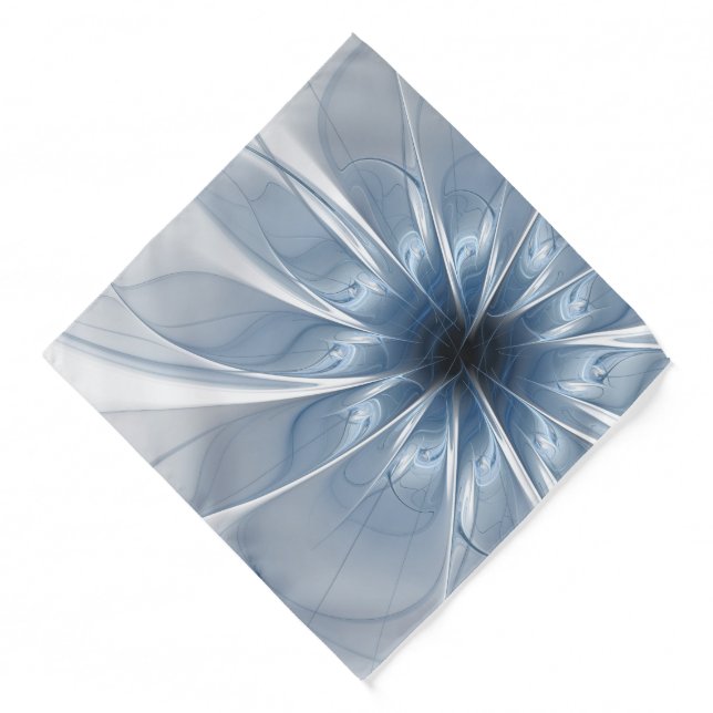 Soft and tenderness blue fractal fantasy flower cu bandana (Front)