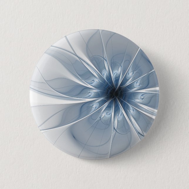 Soft and tenderness blue fractal fantasy flower cu button (Front)
