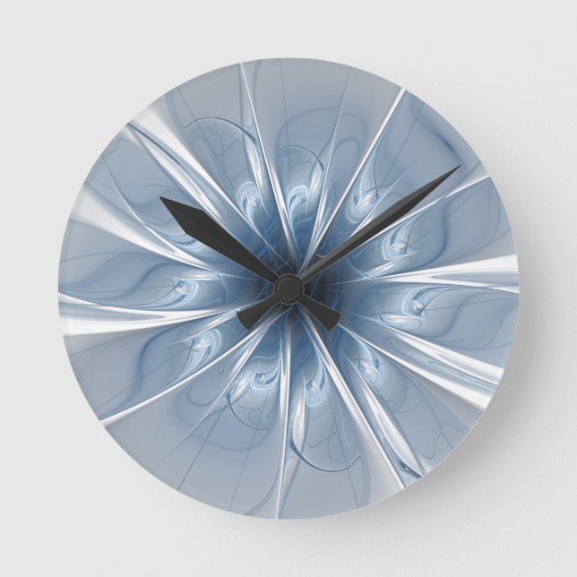 Soft and tenderness blue fractal fantasy flower cu round clock (Front)