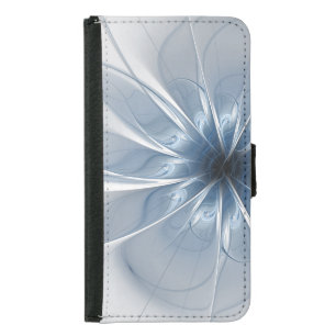 Soft and tenderness blue fractal fantasy flower cu samsung galaxy s5 wallet case