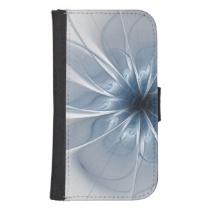 Soft and tenderness blue fractal fantasy flower cu galaxy s4 wallet case