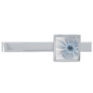Soft and tenderness blue fractal fantasy flower cu silver finish tie bar