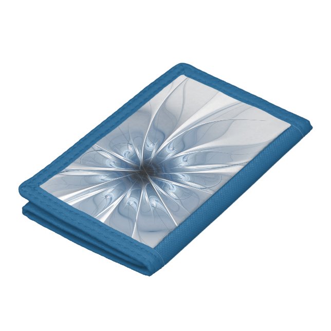 Soft and tenderness blue fractal fantasy flower cu trifold wallet (Top)