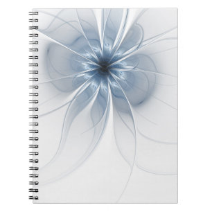 Soft and tenderness blue fractal fantasy flower notebook