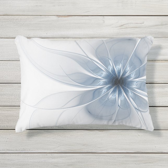 Soft and tenderness blue fractal fantasy flower outdoor pillow (Front)