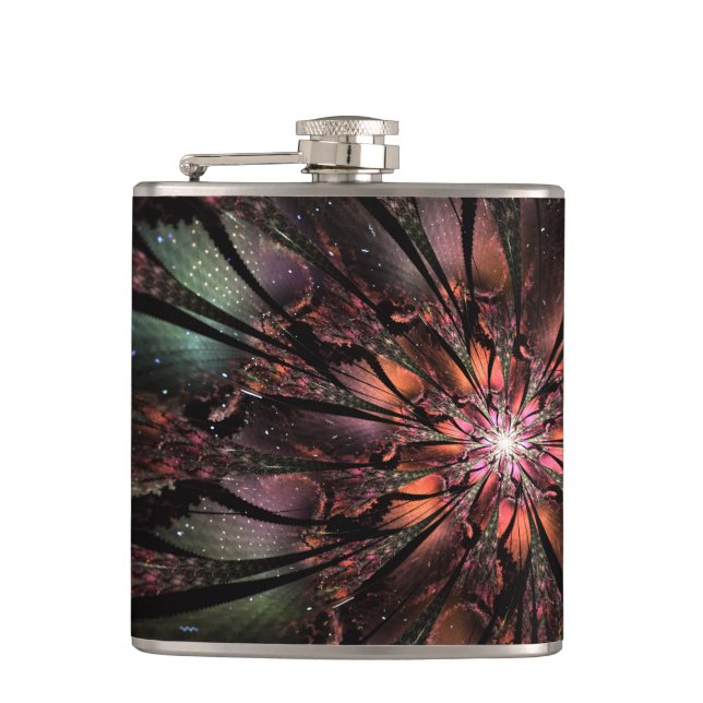 Soft and tenderness fractal fantasy flower  flask (Front)