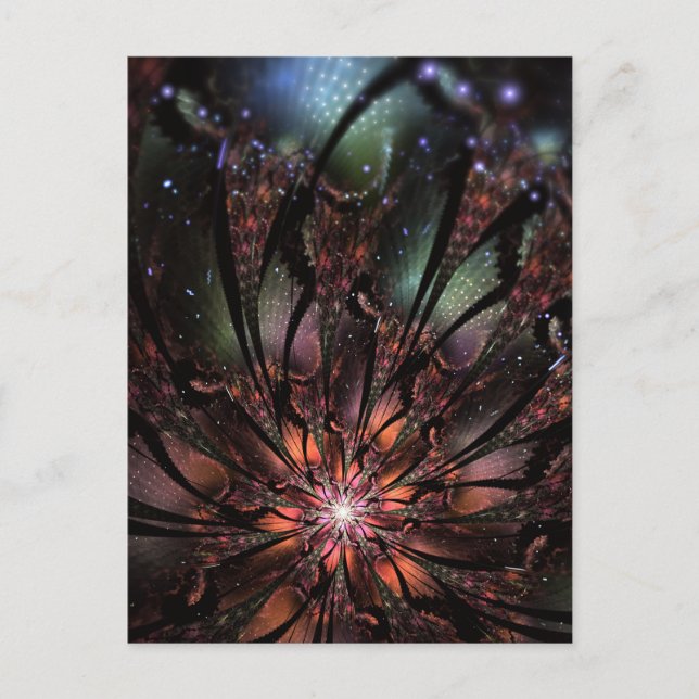 Soft and tenderness fractal fantasy flower  invita announcement postcard (Front)
