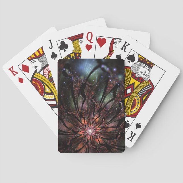 Soft and tenderness fractal fantasy flower  invita poker cards (Back)