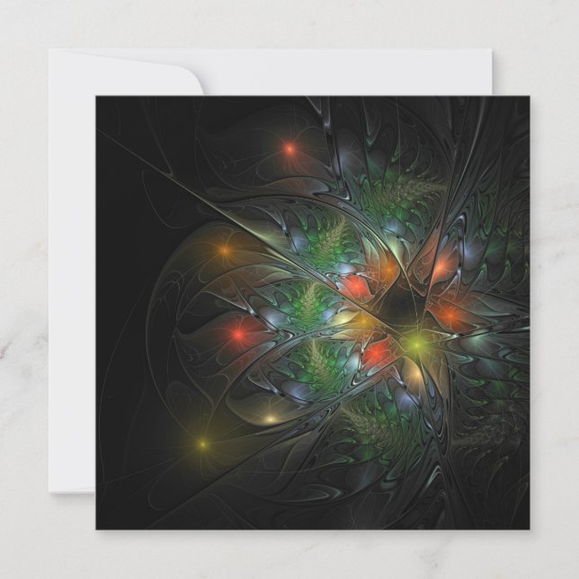 Soft and tenderness fractal fantasy flower note card (Front)