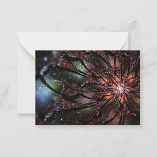Soft and tenderness fractal fantasy flower  note card (Front)