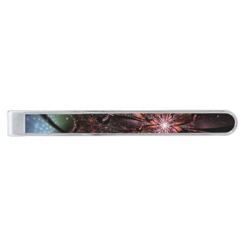 Soft and tenderness fractal fantasy flower   silver finish tie bar