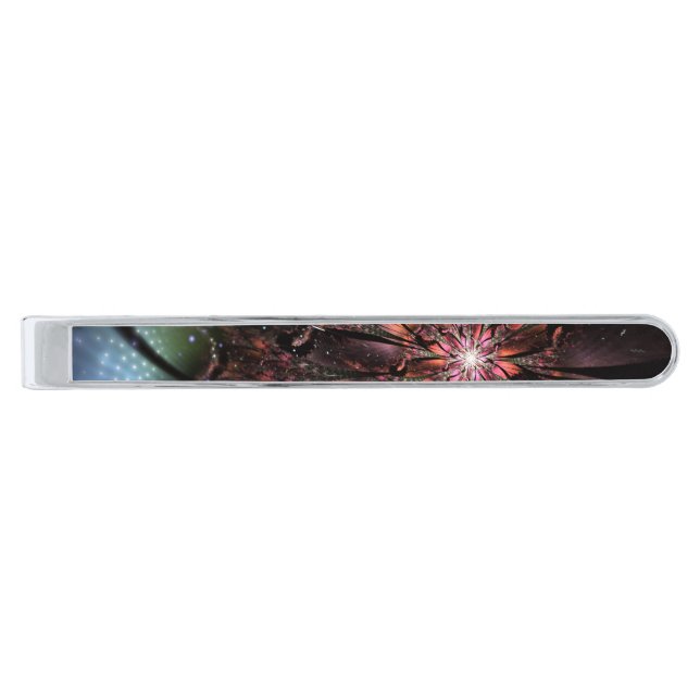 Soft and tenderness fractal fantasy flower   silver finish tie bar (Front)