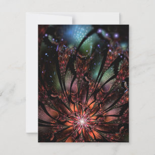 Soft and tenderness fractal fantasy flower   thank you card