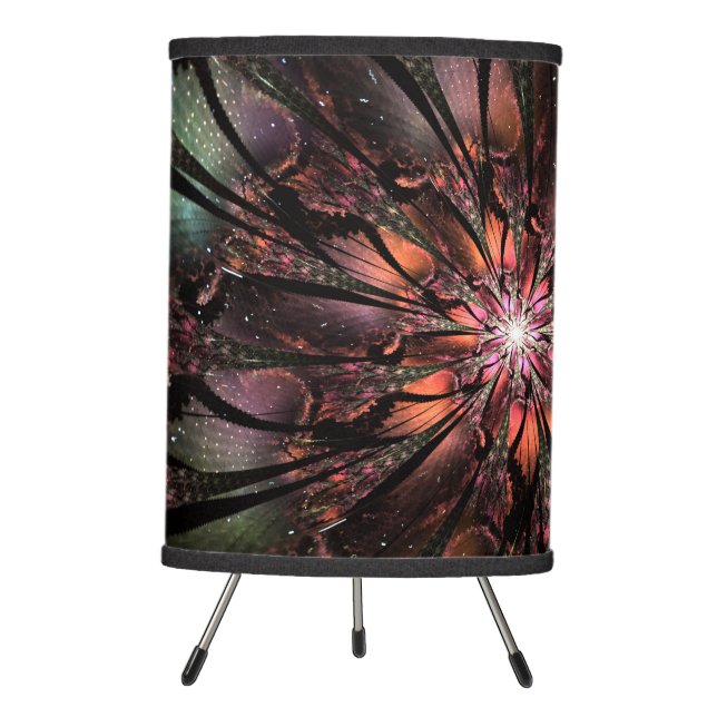 Soft and tenderness fractal fantasy flower  tripod lamp (Front)