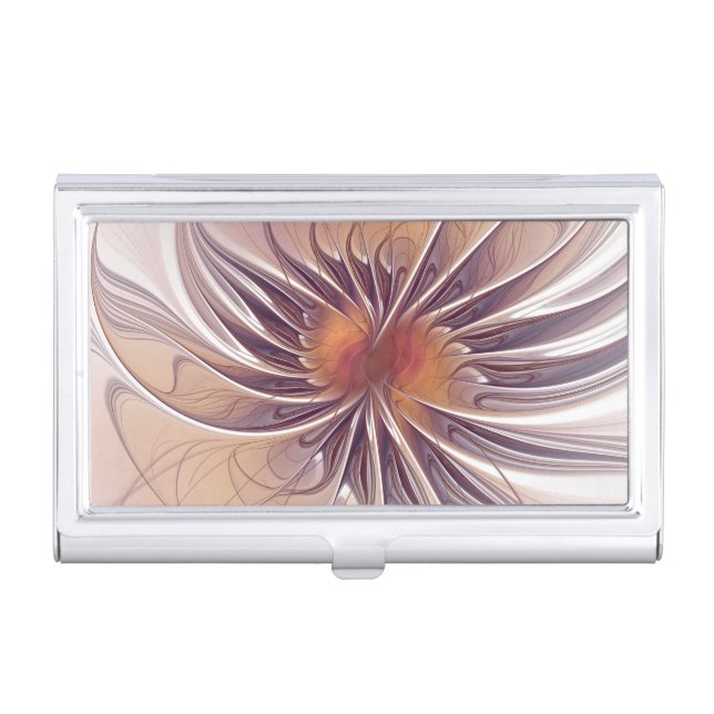 Soft and tenderness fractal fantasy flowers business card case (Front)