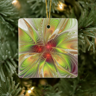 Soft and tenderness fractal fantasy flowers ceramic ornament