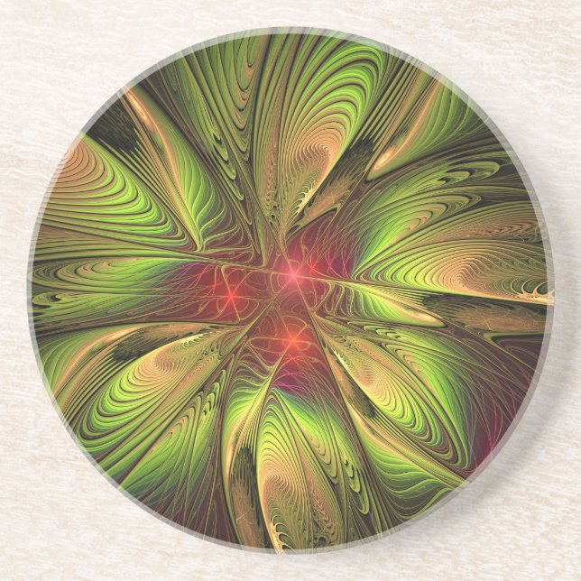 Soft and tenderness fractal fantasy flowers coaster (Front)