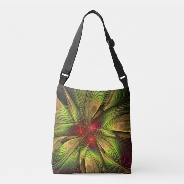 Soft and tenderness fractal fantasy flowers crossbody bag (Front)