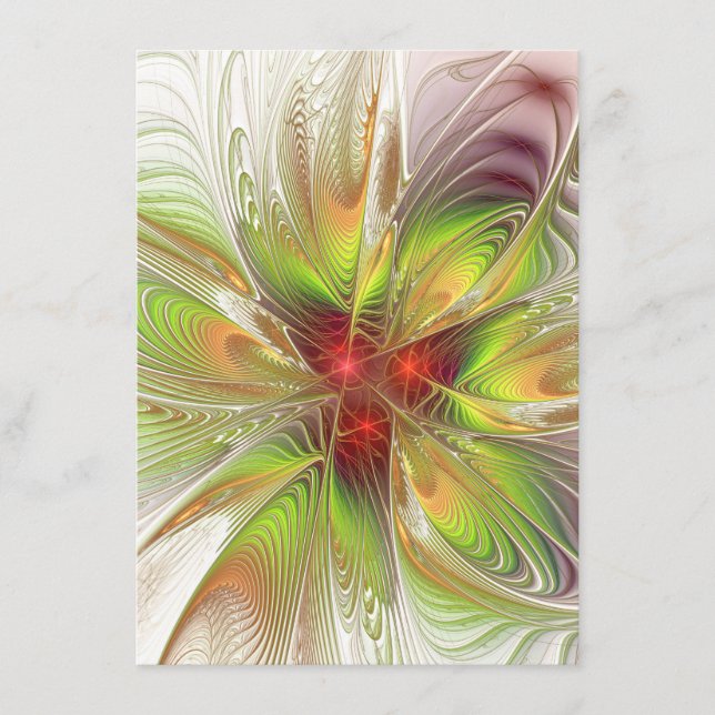Soft and tenderness fractal fantasy flowers enclosure card (Front)