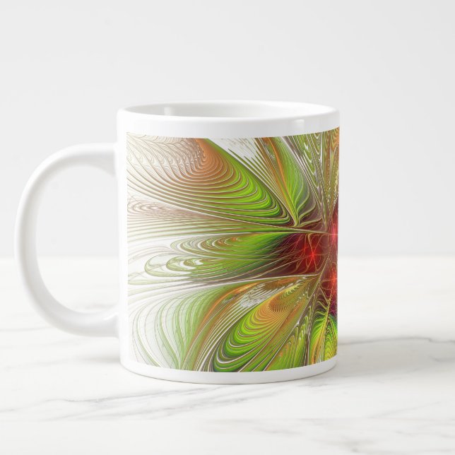 Soft and tenderness fractal fantasy flowers  giant coffee mug (Left)