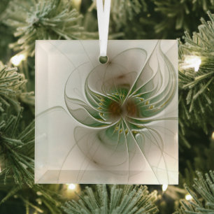 Soft and tenderness fractal fantasy flowers glass ornament