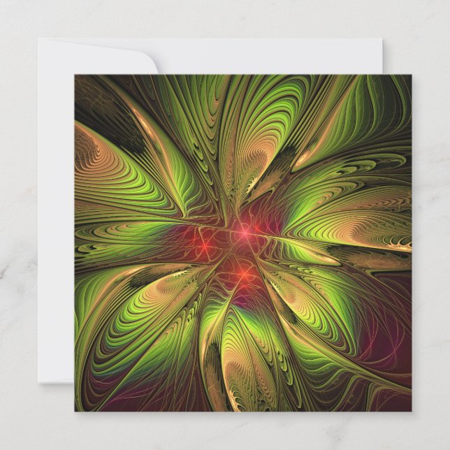 Soft and tenderness fractal fantasy flowers holiday card (Front)