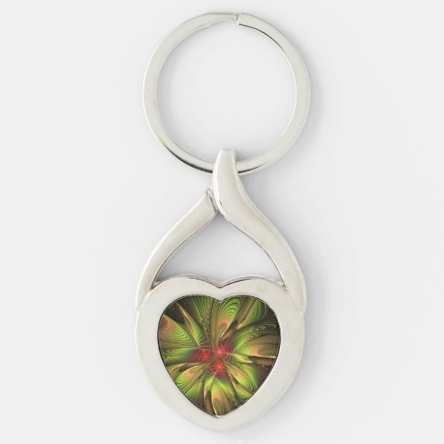 Soft and tenderness fractal fantasy flowers keychain (Front)